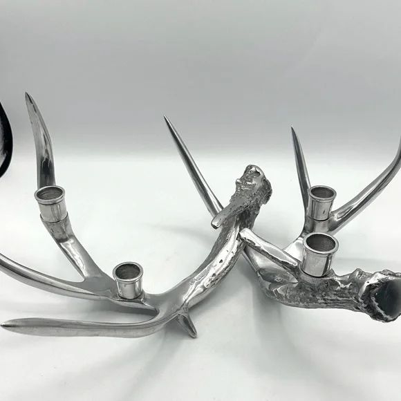 Antler Candle Holder, Silver Aluminum. Holds four candles. - Picture 6 of 16